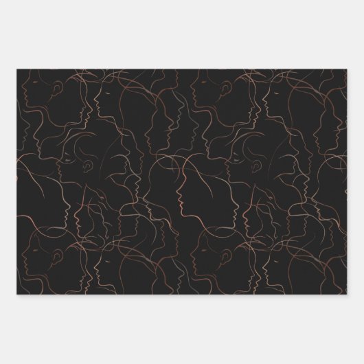Dark Botanical Faces Wrapping Paper Set Geschenkpapier Set (Vorderseite 3)