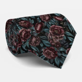 Dark Botanical Floral Pattern Krawatte (Gerollt)