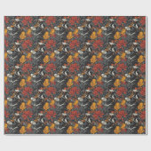 Dark Botanical Garden Floral Wrapping Paper Geschenkpapier (Flach)