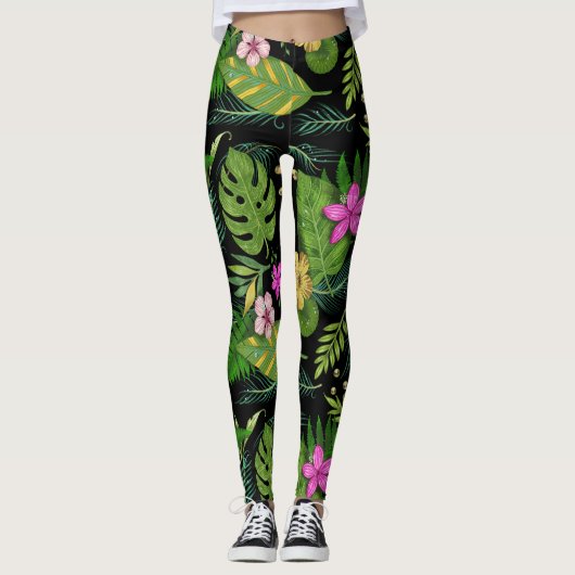 "Dark Botanical Garden - Vintages Blumenmuster" Leggings (Vorderseite)