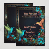 Dark Botanical Hummingbird Theme Einladung (Vorne/Hinten)