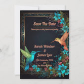 Dark Botanical Hummingbird Theme Einladung (Vorderseite)