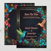 Dark Botanical Hummingbird Theme Einladung (Vorne/Hinten)