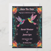 Dark Botanical Hummingbird Theme Einladung (Vorderseite)
