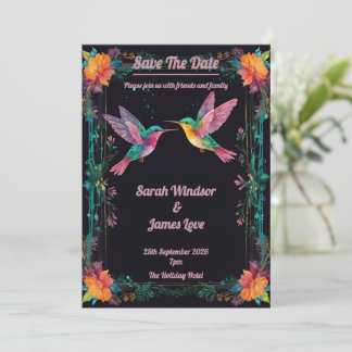 Dark Botanical Hummingbird Theme Einladung
