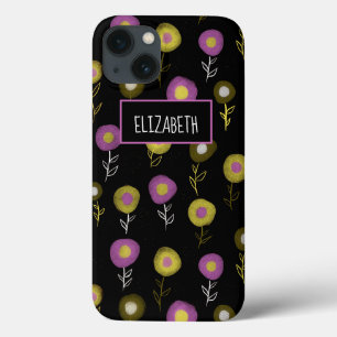 Dark Botanical Lila Green Black Pattern Name Case-Mate iPhone Hülle