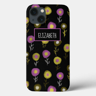 Dark Botanical Lila Green Black Pattern Name Case-Mate iPhone Hülle