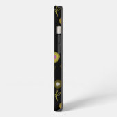 Dark Botanical Lila Green Black Pattern Name iPhone Hülle (Linke Seite)