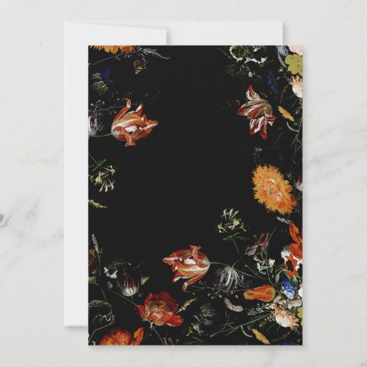 Dark Botanical Romantic Floral Wedding Einladung (Rückseite)