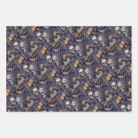 Dark Botanical Skull Halloween Geschenkpapier Set (Vorderseite 2)