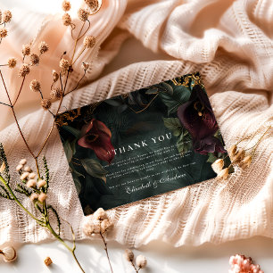 Dark Botanical Wedding Ästhetik Dankeskarte