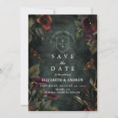 Dark Botanical Wedding Ästhetik Save The Date (Vorderseite)