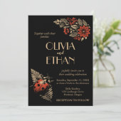 Dark Botanical Wedding Invitation - Wabi Sabi Natu Einladung (Stehend Vorderseite)