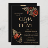 Dark Botanical Wedding Invitation - Wabi Sabi Natu Einladung (Vorne/Hinten)