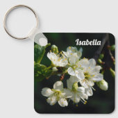 Dark Botanical White Plum Blossom Acrylic Keychain Schlüsselanhänger (Vorderseite)