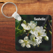 Dark Botanical White Plum Blossom Acrylic Keychain Schlüsselanhänger (Vorderseite)