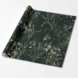 Dark Botanical Wrapping Paper Geschenkpapier