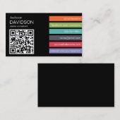 Dark Bright Bar QR CODE Social Media Business Card Visitenkarte (Vorne/Hinten)