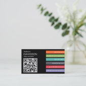 Dark Bright Bar QR CODE Social Media Business Card Visitenkarte (Stehend Vorderseite)