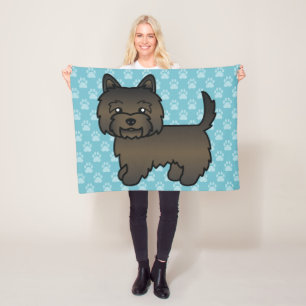 Dark Brindle Cairn Terrier Cartoon Dog Fleecedecke