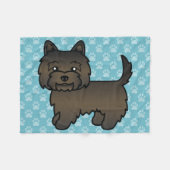 Dark Brindle Cairn Terrier Cartoon Dog Fleecedecke (Vorderseite (Horizontal))