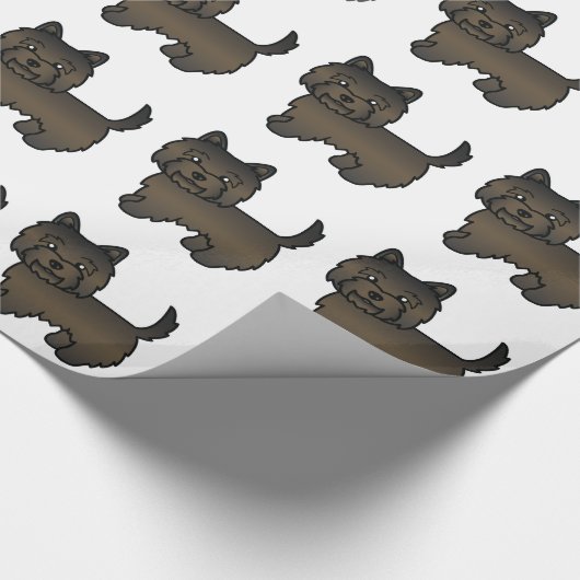 Dark Brindle Cairn Terrier Cartoon Dog Muster Geschenkpapier (Ecke)