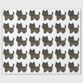 Dark Brindle Cairn Terrier Cartoon Dog Muster Geschenkpapier (Flach)