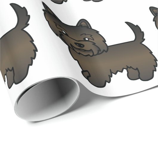 Dark Brindle Cairn Terrier Cartoon Dog Muster Geschenkpapier (Rolleneckpunkt)