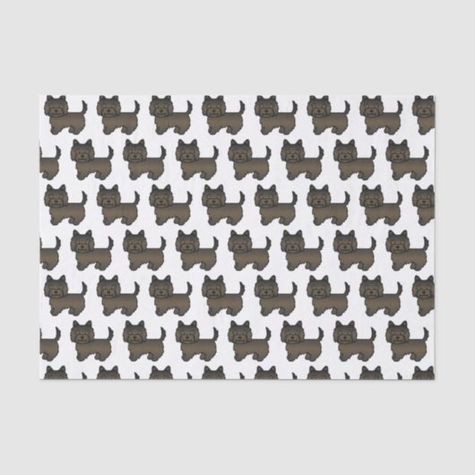 Dark Brindle Cairn Terrier Cartoon Dog Muster Seidenpapier (Vorderseite)