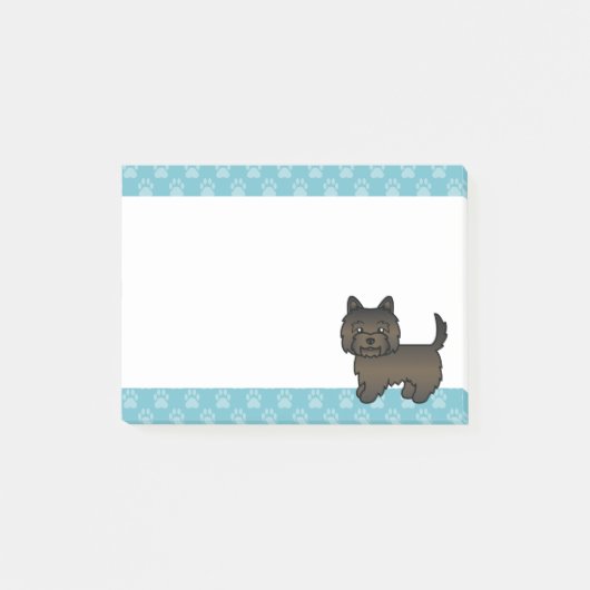 Dark Brindle Cairn Terrier Cartoon Dog Zeichnend Post-it Klebezettel (Vorderseite)