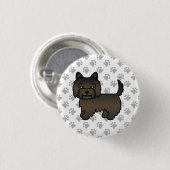 Dark Brindle Cairn Terrier Dog Illustration Paws Button (Vorne & Hinten)