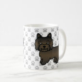 Dark Brindle Cairn Terrier Dog Illustration & Paws Kaffeetasse (VorderseiteRechts)