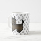 Dark Brindle Cairn Terrier Dog Illustration & Paws Kaffeetasse (Vorderseite Links)