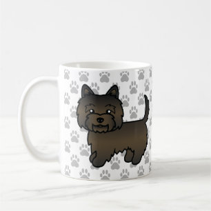Dark Brindle Cairn Terrier Dog Illustration & Paws Kaffeetasse