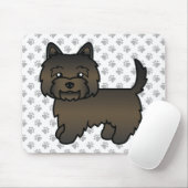 Dark Brindle Cairn Terrier Dog Illustration & Paws Mousepad (Mit Mouse)