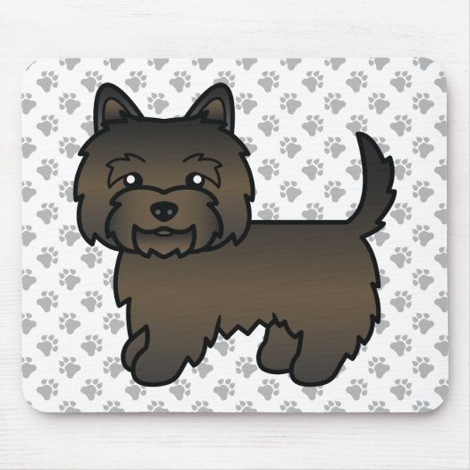 Dark Brindle Cairn Terrier Dog Illustration & Paws Mousepad (Vorne)
