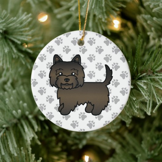 Dark Brindle Cairn Terrier Niedlicher Cartoon Dog Keramik Ornament (Baum)