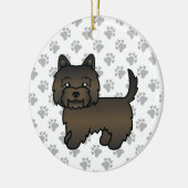 Dark Brindle Cairn Terrier Niedlicher Cartoon Dog Keramik Ornament (Links)
