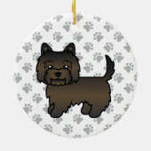 Dark Brindle Cairn Terrier Niedlicher Cartoon Dog Keramik Ornament (Hinten)