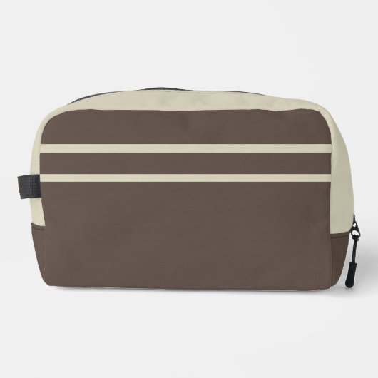 Dark Brown and Beige Dopp Kit Waschbeutel (Vorderseite)