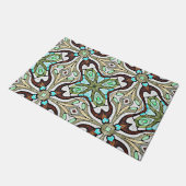 Dark Brown Aqua Türkis Blue Green Tribal Art Fußmatte (Schrägansicht)