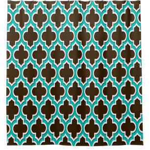 Dark Brown Aquamarin White XL Marokkanisch #4DS Duschvorhang