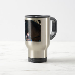 Dark Brown Arabian Horse mit Brille Reisebecher