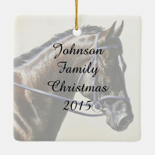 Dark Brown Bay Trakehner Dressage Horse Keramikornament (Rückseite)