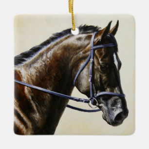 Dark Brown Bay Trakehner Dressage Horse Keramikornament
