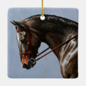 Dark Brown Bay Warmblut Dressurpferd Keramikornament (Rückseite)