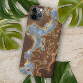 Dark Brown Beige Gray Blue Geode Marble Art iPhone Hülle