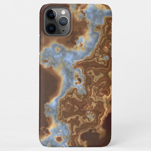 Dark Brown Beige Gray Blue Geode Marble Art iPhone Hülle (Rückseite)