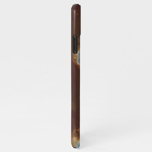 Dark Brown Beige Gray Blue Geode Marble Art iPhone Hülle (Rechte Seite)