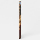 Dark Brown Beige Gray Blue Geode Marble Art iPhone Hülle (Linke Seite)